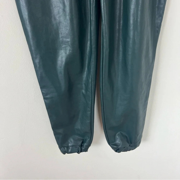 Abercrombie & Fitch Dark Green Faux Leather Drawstring Jogger Pants Size XS - Picture 5 of 8